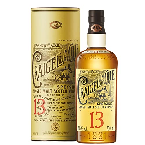 Craigellachie 13 Jahre alter Speyside Scotch Single Malt Whisky in edler Geschenkbox, in Sherry- & Bourbonfässern veredelt, ideal als Whisky-Geschenkset, 46% Vol., 70 cl/700 ml von Craigellachie