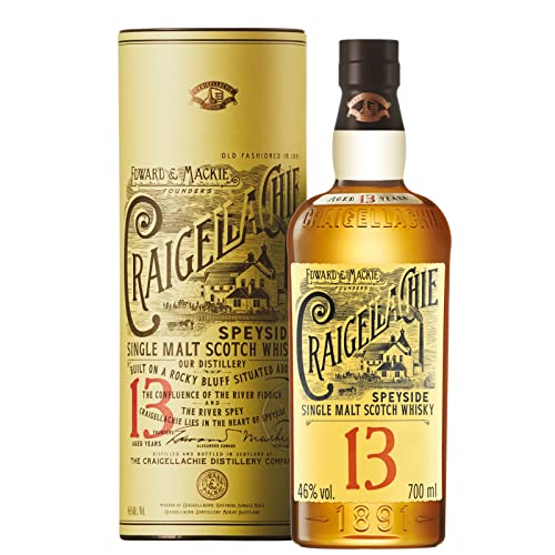 Craigellachie 13 Jahre alter Speyside Scotch Single Malt Whisky, 46% Vol., 700 ml, in edler Geschenkbox, in Sherry- & Bourbonfässern veredelt, ideal als Whisky-Geschenkset, 70 cl von Craigellachie