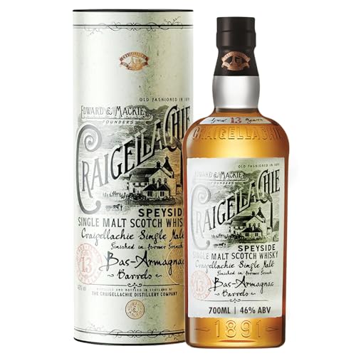 CRAIGELLACHIE 13 Year Old Speyside Single Malt Scotch Whisky, 46% vol, 700 ml, in Geschenkverpackung, Armagnac Cask Finish, gereift in Bas-Armagnac-Fässern, 70 cl von Craigellachie