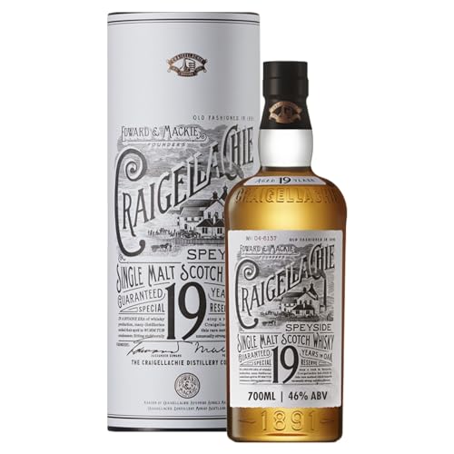 CRAIGELLACHIE 19 Year Old Speyside Single Malt Scotch Whisky, 46% vol, 700 ml, Special Reserve, in Geschenkverpackung, gereift in First-Fill- Sherry- und -Bourbon-Fässern, 70 cl von Craigellachie