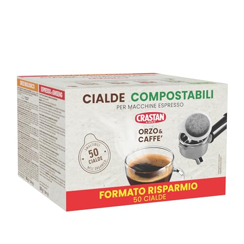 Crastan, Packung mit 50 kompostierbaren ESE-Kaffeepads aus Gersten- und Kaffee, Kaffeepads kompatibel mit der Espressomaschine, Made in Italy von Crastan 1870