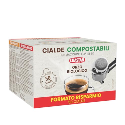 Crastan, Packung mit 50 kompostierbaren ESE-Kaffeepads aus biologischem Gerstenkaffee, Kaffeepads kompatibel mit der Espressomaschine, ohne Koffein und Zucker, Made in Italy von Crastan 1870