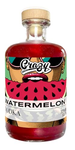 Crazy Watermelon Vodka – 500ml, 37,5% Vol – mit Glitzer, einzigartig, sommerlich, wenig Zucker - die perfekte Mixtur für heiße Tage und coole Nächte von Crazy Spirits