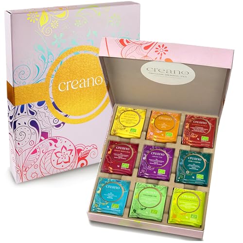 Creano Bio Kräutertee Geschenkset „ORGANIC HERBAL TEA“ - 45 Bio-Teebeutel in 9 unterschiedlichen Sorten - 90g - NEUHEIT 2022* von Creano