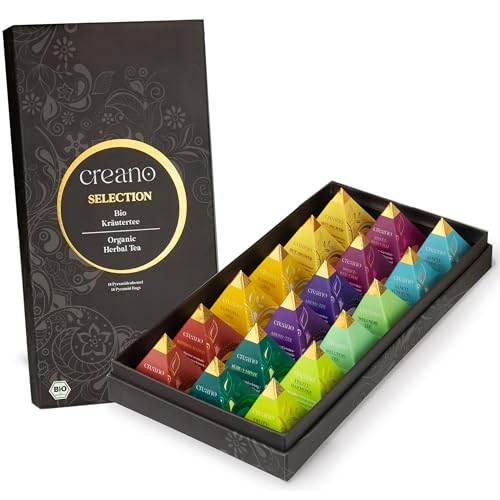 Creano Premium Bio Kräutertee Geschenkset „ORGANIC HERBAL TEA“ - 18 Pyramiden-Teebeutel in 9 unterschiedlichen Sorten - 45g - NEUHEIT 2024* von Creano