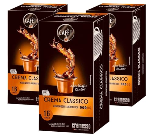 Cafet für Cremesso, Kaffekapseln Crema Classico 48 Stück (3 x 16 Stück) von Cremesso