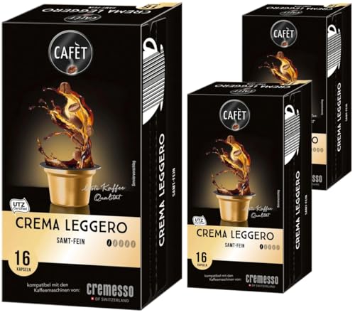 Cafet für Cremesso, Kaffekapseln Crema Leggero 48 Stück (3 x 16 Stück) von Cremesso