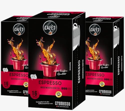 Cafet für Cremesso, Kaffekapseln Espresso 48 Stück (3 x 16 Stück) von Cremesso