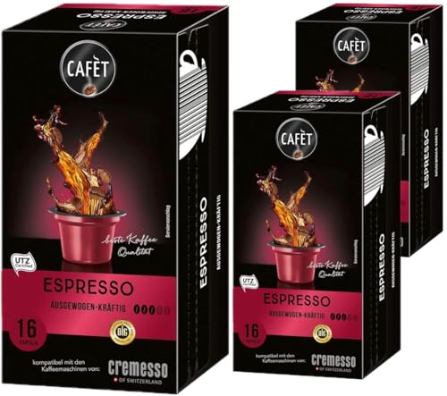 Cafet für Cremesso, Kaffekapseln Espresso 48 Stück (3 x 16 Stück) von Cremesso