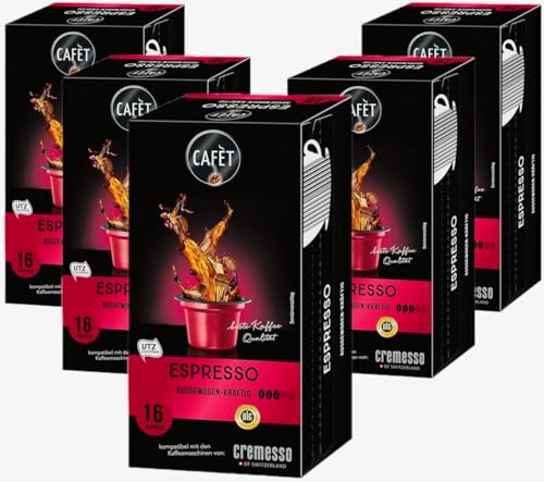 Cafet für Cremesso, Kaffekapseln Espresso 80 Stück (5 x 16 Stück) von Cremesso