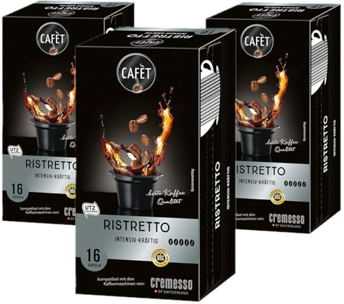 Cafet für Cremesso, Kaffekapseln Ristretto 48 Stück (3 x 16 Stück) von Cremesso