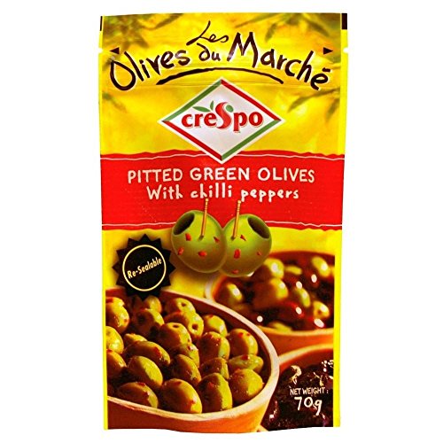 Crespo Grüne Oliven Mit Chilischoten Entkernt (70G) von Crespo