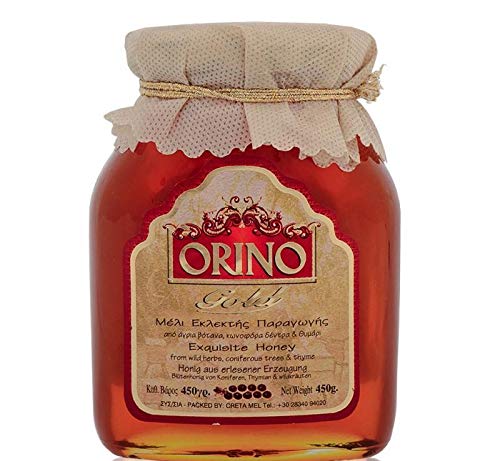 Griechischer Honig Orino Gold 450 g im Glas Thymian Honig Pinien Wildblüten Honey Kreta von Creta Mel