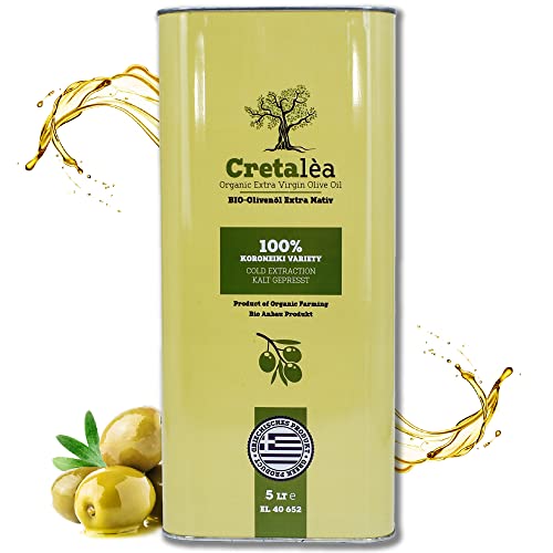 Olivenöl 5 Liter Bio - Extra nativ - Kreta - kaltgepresst - griechisches Öl - 100% handverlesen, Singvogelgeschützt - neue Ernte - Cretalèa von Cretalea