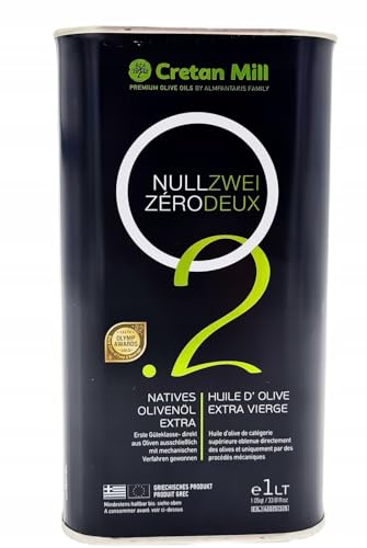 Olivenöl Extra Nativ 0,2% Säuregehalt 1 Liter Kanister aus Kreta Griechenland Premium Feinschmecker Gourmet Oliven Öl mit wenig Säure von Cretan Olive Mill