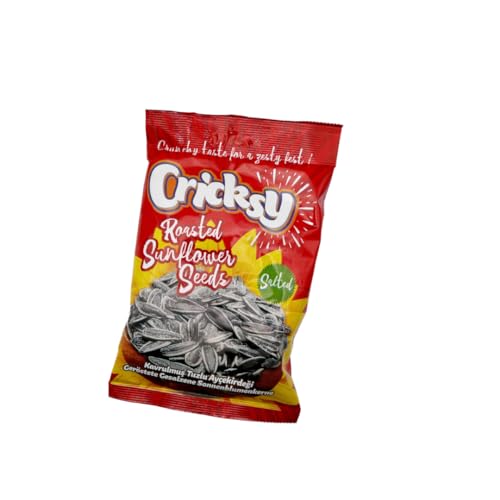 CRICKSY Sonnenblumenkerne in Schale, Gesalzen und Geröstet, 120g - Knackiger Snack für die Ganze Familie - Roasted and Salted Sunflower Seeds (30er-Pack) von Cricksy