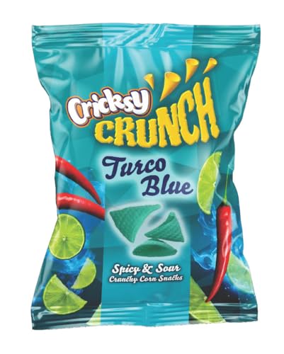 Cricksy Crunch Turco Blue, 120g – Blauer Mais-Snack mit Chili- und Limettengeschmack, Perfekt für Partys & Filmabende von Cricksy