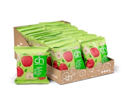 Crispy Natural Apfel Chips 24x18G Natürliche Knusprig Getrocknete Fruchtchips Gesunde Snack Ohne Zuckerzusatz Glutenfrei Ballaststoffquelle Kleine Packungen von Crispy Natural