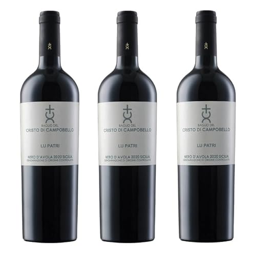 3x 0,75l - 2020er - Cristo di Campobello - Lu Patri - Nero d'Avola - Sicilia D.O.P. - Sizilien - Italien - Rotwein trocken von Cristo di Campobello