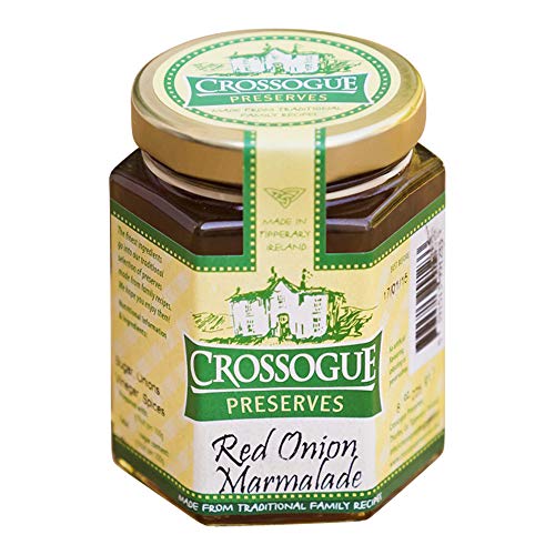 Red Onion Marmalade (Sauce aus Zwiebeln, Zucker, Essig, Gewürze) ohne künstliche Farbstoffe, Aromen oder Konservierungsstoffe, hausgemacht in Irland von Crossogue Preserves