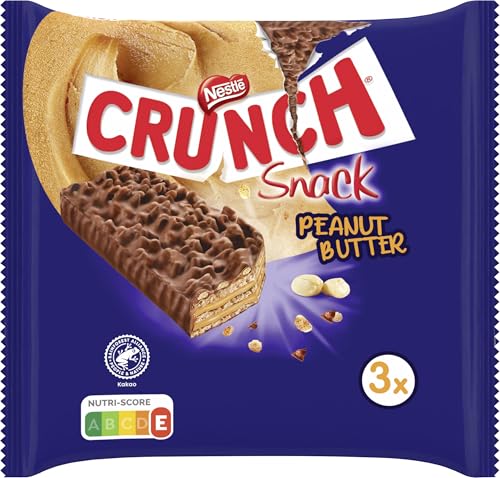 Nestlé CRUNCH Peanut Butter Riegel, Knuspriger Schokoladenriegel mit Erdnussbutter und Cerealien, 1er Pack (à 3 x 31g) von Crunch