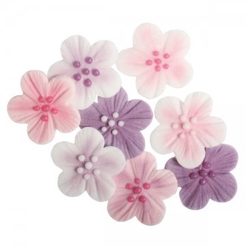 Assorted Brushed Flowers Sugar Pipings - Pack of 12 von Culpitt