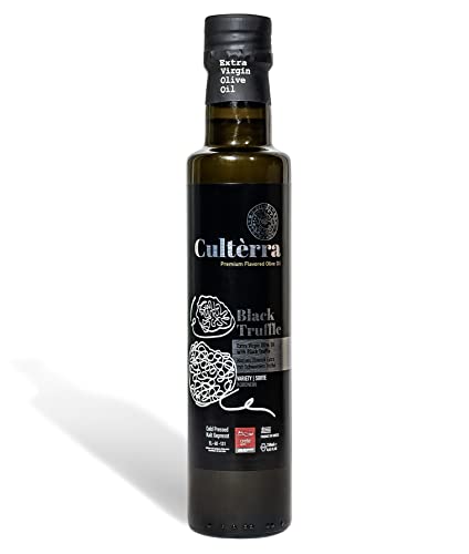 Culterra Trüffel Öl Premium mit extra nativem Olivenöl aus Kreta. Kaltgepresst und naturbelassen aus 100% Koroneiki Oliven aus Kreta. 250ml Trüffelöl Flasche. von Tirrito