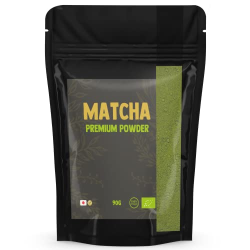 Cupplement - Matcha Premium 90 Gramm - - Bio - Höchste Qualität Grüner Tee Pulver - Ohne Bambusbesen & Schneebesen - Culunary Tee Pulver - Starter Set - Latte - Besen - Japan - Pulver - Tee - Whisk von Cupplement