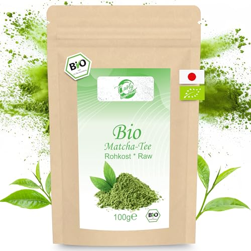 Curly Superfood Bio Matcha Pulver 100g aus Japan in Premium Qualität - 100% Natürlich rein & Laborgeprüft - Matcha Pulver Bio für Original japanischen Matcha Tee, Matcha Latte & Smoothies von Curly Superfood