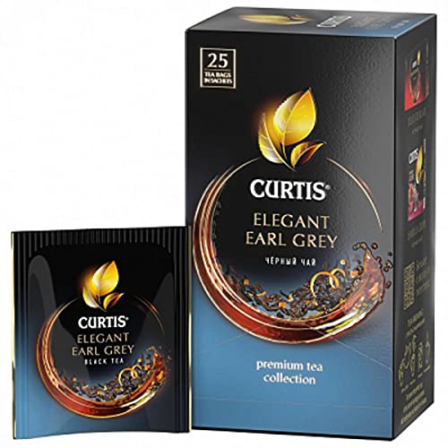 CURTIS TEA, ELEGANT EARL GREY, AROMATISIERTER SCHWARZER TEE MIT HELLEM BERGAMOTTE-AROMA, 25 SACHETS von Curtis