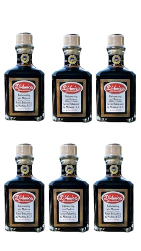 D'Amico Spezialitäten Premium Aceto Balsamico di Modena I.G.P 6 x 250 ml - hohe Dichte - ohne Zusatzstoffe von D'Amico Spezialitäten