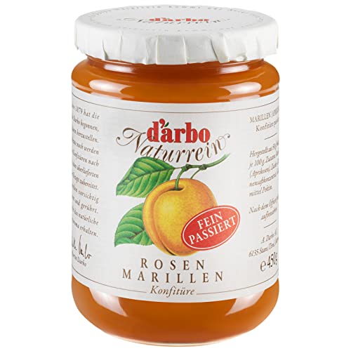 Darbo Naturrein Marillen (Aprikosen) Konfitüre fein passiert, 6 x 450 g Gläser, ideal zum Frühstück aufs Brötchen als auch zum Veredeln von Desserts und Süßspeisen von Darbo