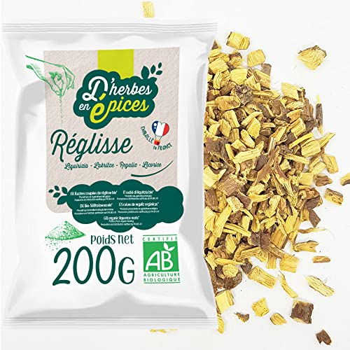 D'HERBES EN EPICES | Bio-Süßholzaufguss-Riegel 200g : Bio-zertifiziert : Reine Süßholzwurzel : Aufguss und loser Aufguss, abführender Kräutertee von D herbes en épices