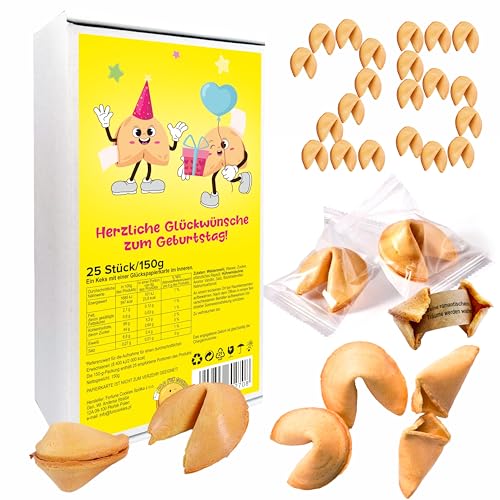 D&D FUN COOKIES - Die leckersten Glückskekse für alle | Fortune Cookies (25 Geburtstag, Vanille) von D&D FUN COOKIES