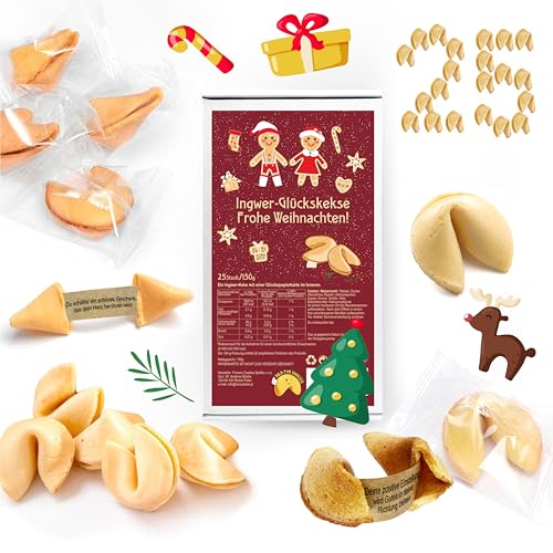 D&D Fun Cookies Ingwer-Glückskekse 25 Stück | Festliche Glückskekse | Tolles Geschenk für Gäste | Ingwergeschmack | Einzeln verpackt | Chinesische Glückskekse | Fortune Cookies von D&D FUN COOKIES