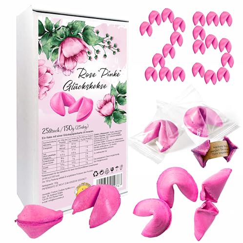 D&D Fun Cookies Bunte Glückskekse 25 Stück | Ferien-Glückskekse | Tolles Geschenk für Gäste | Individuell verpackt | Chinesische Glückskekse | Fortune Cookies (Rosa (Pinke)) von D&D FUN COOKIES