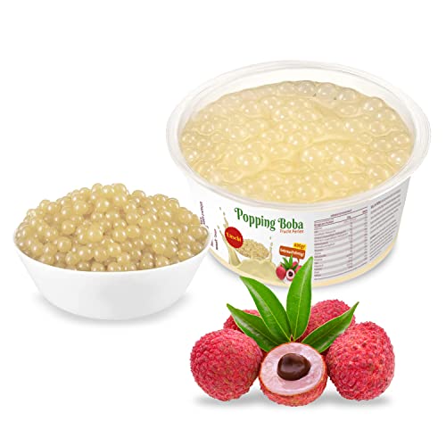 Bubble Tea Perlen - LITSCHI - 490g Original Popping Boba Fruchtperlen für Bubble Tea - 100% Vegan und Glutenfrei - Genuss für Augen und Gaumen! von D&O Nature Products