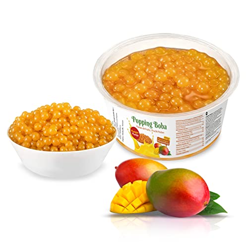 Bubble Tea Perlen - SONDERANGEBOT 18 Stk x 490g Original Popping Boba Fruchtperlen für Bubble Tea - 100% Vegan und Glutenfrei - Genuss für Augen und Gaumen! (MANGO BOX x 18Stk) von D&O Nature Products