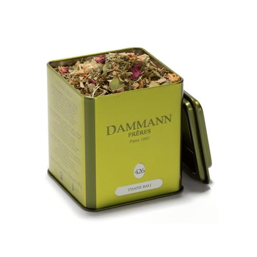 Dammann Frères® | Bali-Kräutertee | Linden-, Grapefruit- und Litschi-Kräutertee mit Pfirsich-, Rosen- und Eisenkrautaroma – 45 g | Aufguss von Früchten und Blütenblättern in losen Blättern von Damman Frères