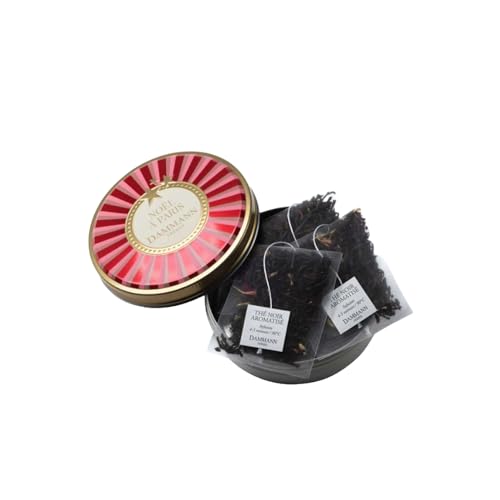 Dammann Frères® | Kirschschwarztee, Lebkuchen und Bittermandel | Weihnachten in Paris Metalldose Schwarztee & Aromen – 6 Filter (12 Gr) von Damman Frères