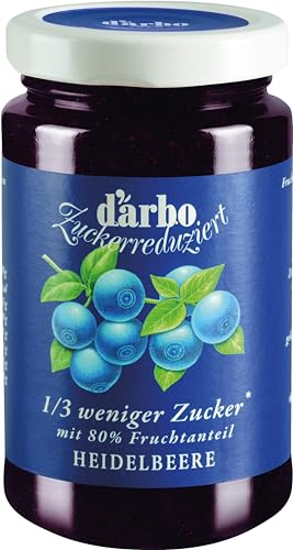 Darbo Zuckerreduzierter Heidelbeerfruchtaufstrich | 6 x 250g | 1/3 Weniger Zucker | Voller Fruchtgeschmack von DARBO
