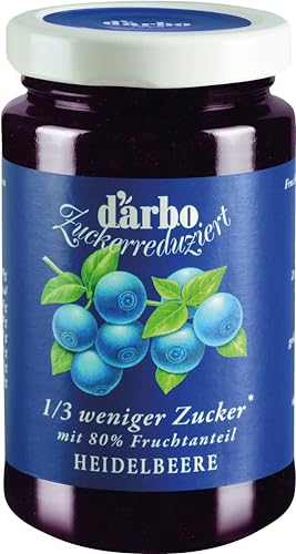 Darbo Zuckerreduzierter Heidelbeerfruchtaufstrich | 6 x 250g | 1/3 Weniger Zucker | Voller Fruchtgeschmack von Darbo