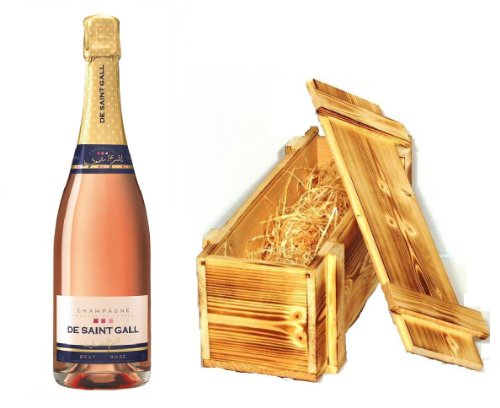 De Saint Gall Brut Rosé Champagner in Holzkiste geflammt 12% 0,75l Flasche von DE SAINT GALL