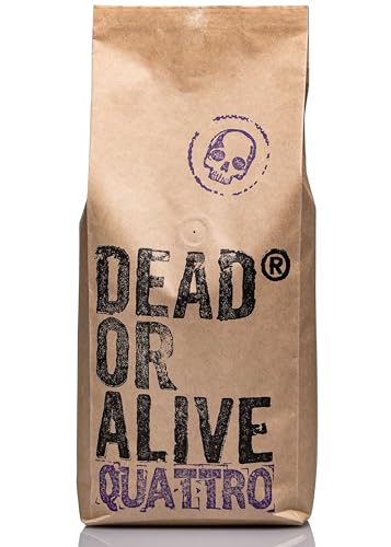 DEAD OR ALIVE Kaffeebohnen Crema für Vollautomat - Quattro “Special Edition” 1kg - Robusta und Arabica Mischung - Starker Italienischer Manufaktur Kaffee - Ganze Bohnen von DEAD OR ALIVE