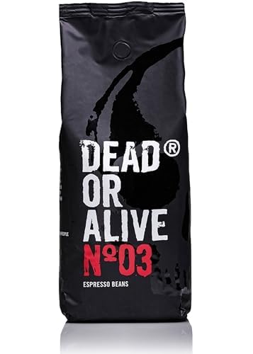 DEAD OR ALIVE Espresso No3 - Starke Espresso Bohnen 500g - 100% Robusta - Kaffeebohnen für Kaffeevollautomat und Espressomaschine - Ganze Bohnen mit viel Koffein aus Italien - Coffee Beans von DEAD OR ALIVE