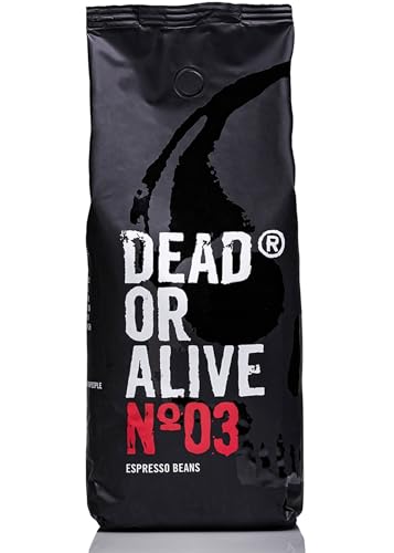 DEAD OR ALIVE Espresso No3 - Starke Espressobohnen 1kg - 100% Robusta - Kaffeebohnen für Kaffeevollautomat und Espressomaschine - Ganze Bohnen mit viel Koffein aus Italien - Coffee Beans von DEAD OR ALIVE