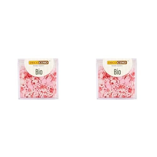 DECOCINO Bio Streudekor Love – 60 g – vegane Zuckerstreusel aus Traubenzucker in Bio-Qualität zum Dekorieren & Verzieren von Kuchen & Desserts, 33826 (Packung mit 2) von DECOCINO