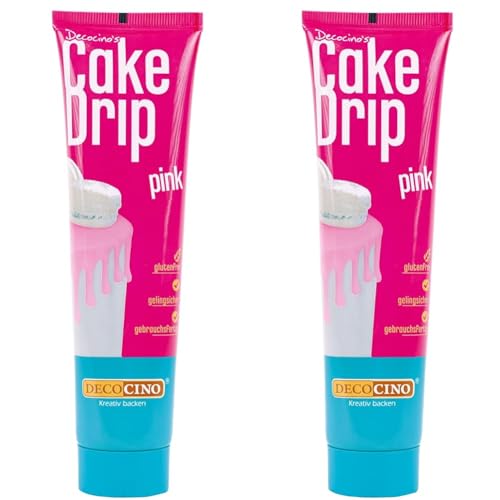 DECOCINO Cake Drip Pink (90g) – fantastischer Geschmack – direkt gebrauchsfertig – Backdeko für Torten, Kuchen, Muffins, Cupcakes, Cake Melts, Cake Melts (Packung mit 2) von DECOCINO