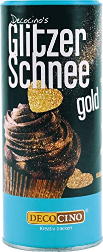 DECOCINO GlitzerSchnee gold Glitzerstaub Glitzerpuder Backglitzer essbarer Glitzer zum Backen Glitter Glimmer, 100 g von DECOCINO