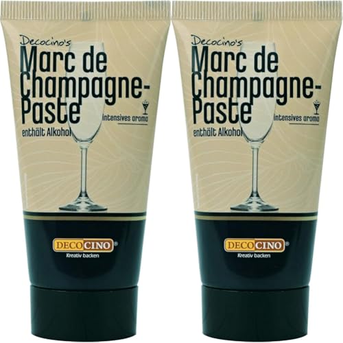 DECOCINO Marc de Champagne-Paste - 50 g - Backaroma zum Verfeinern von Pralinen, Desserts & Kuchen - gebrauchsfertig und vegan (Packung mit 2) von DECOCINO